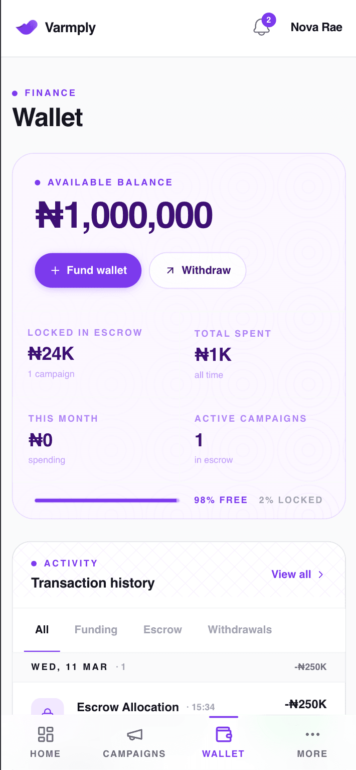 Activate with escrow